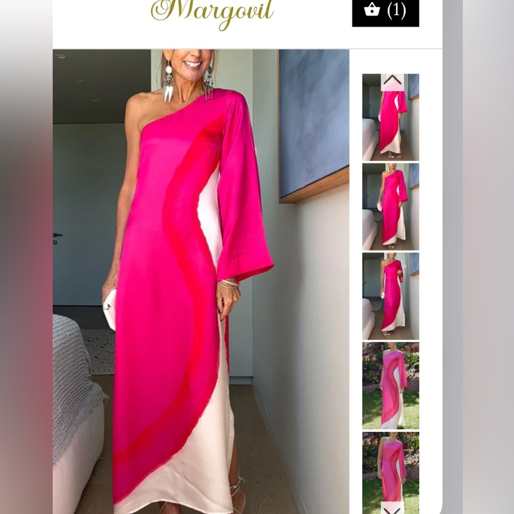 Brand NEW Margovil Maxi Dress size Long Sleeve Side Slit Tie Dye